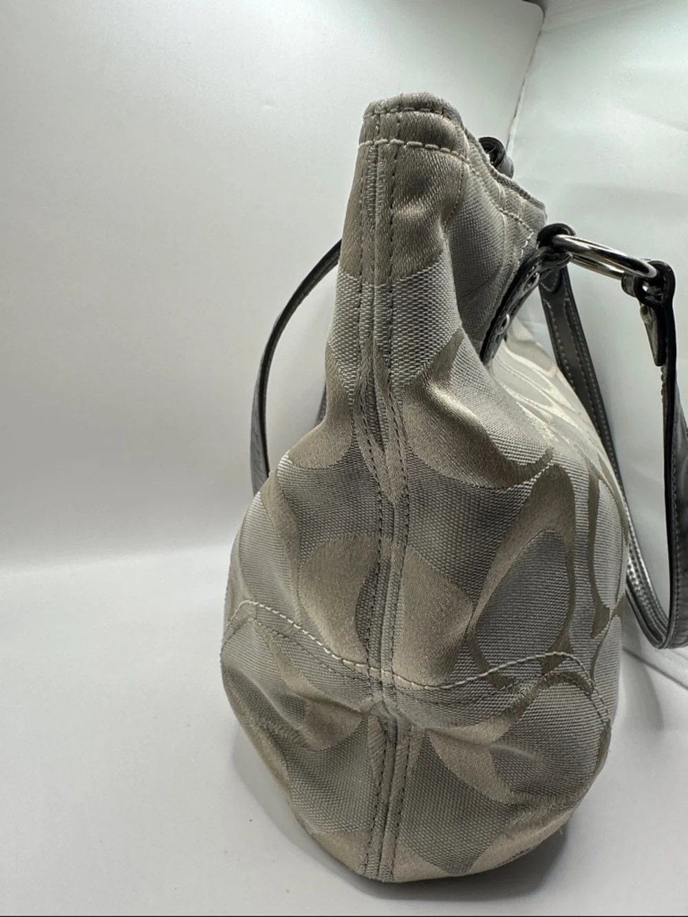Coach Poppy Hallie Silver Signature Canvas Shoulder Bag - Picture 7 of 12